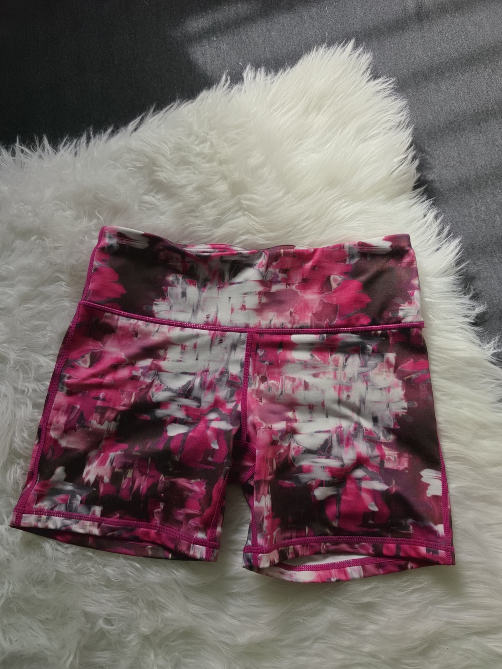 Women’s Pink Floral Bike Shorts with High Waist